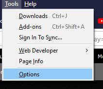 Firefox Options Menu Firefox Options Menu